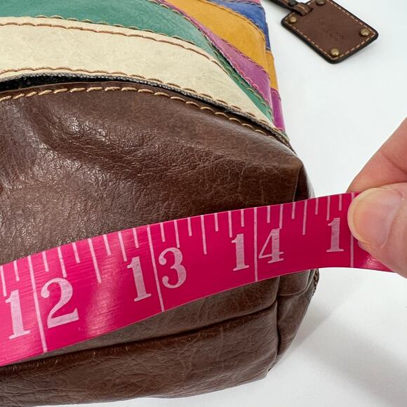 Vintage Y2K Liz & Co Shoulder Bag Vegan Faux Leather Multicolored Striped Brown - Picture 8 of 11